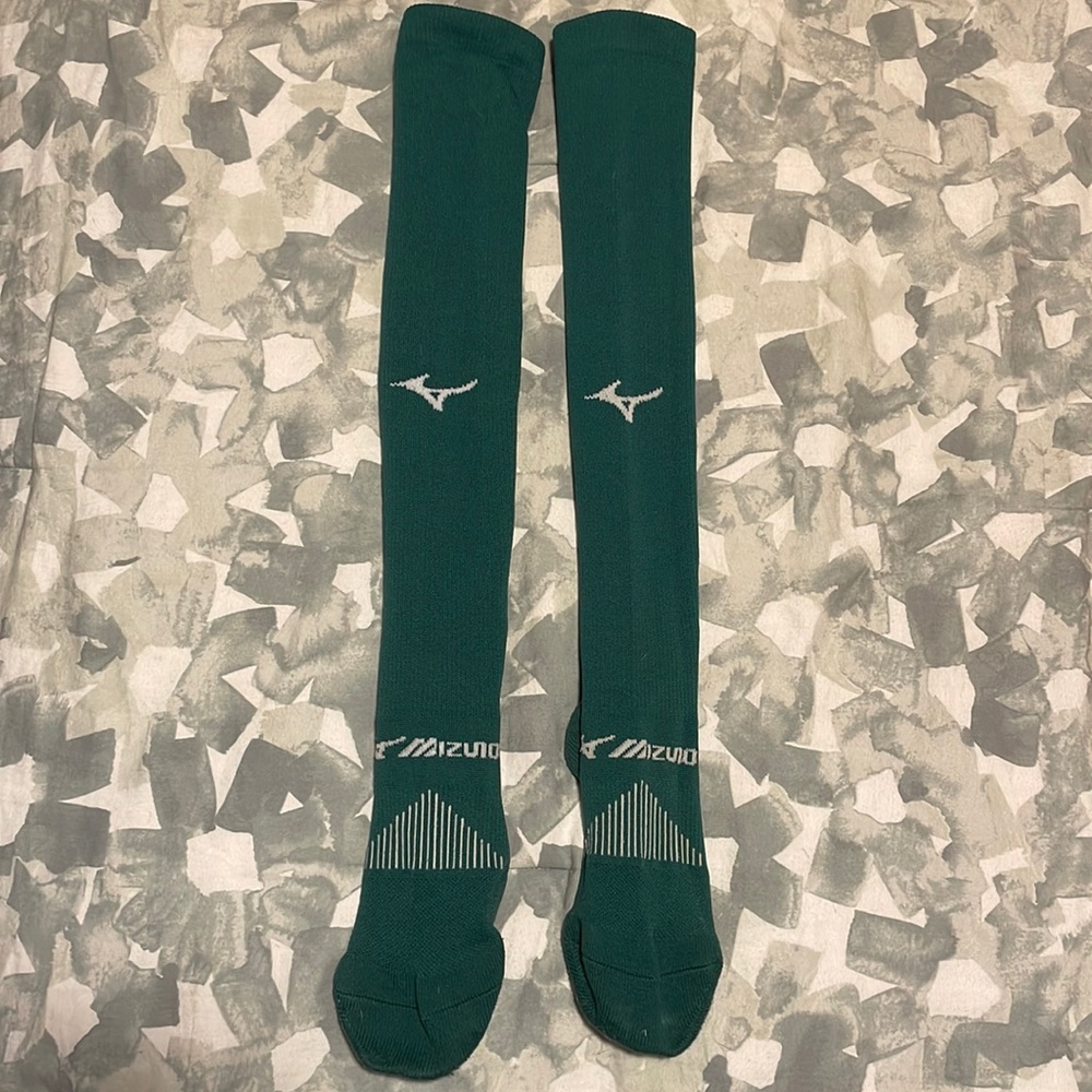 Green Mizuno knee length softball socks